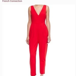 Nwt French connection double v red jumpsuit